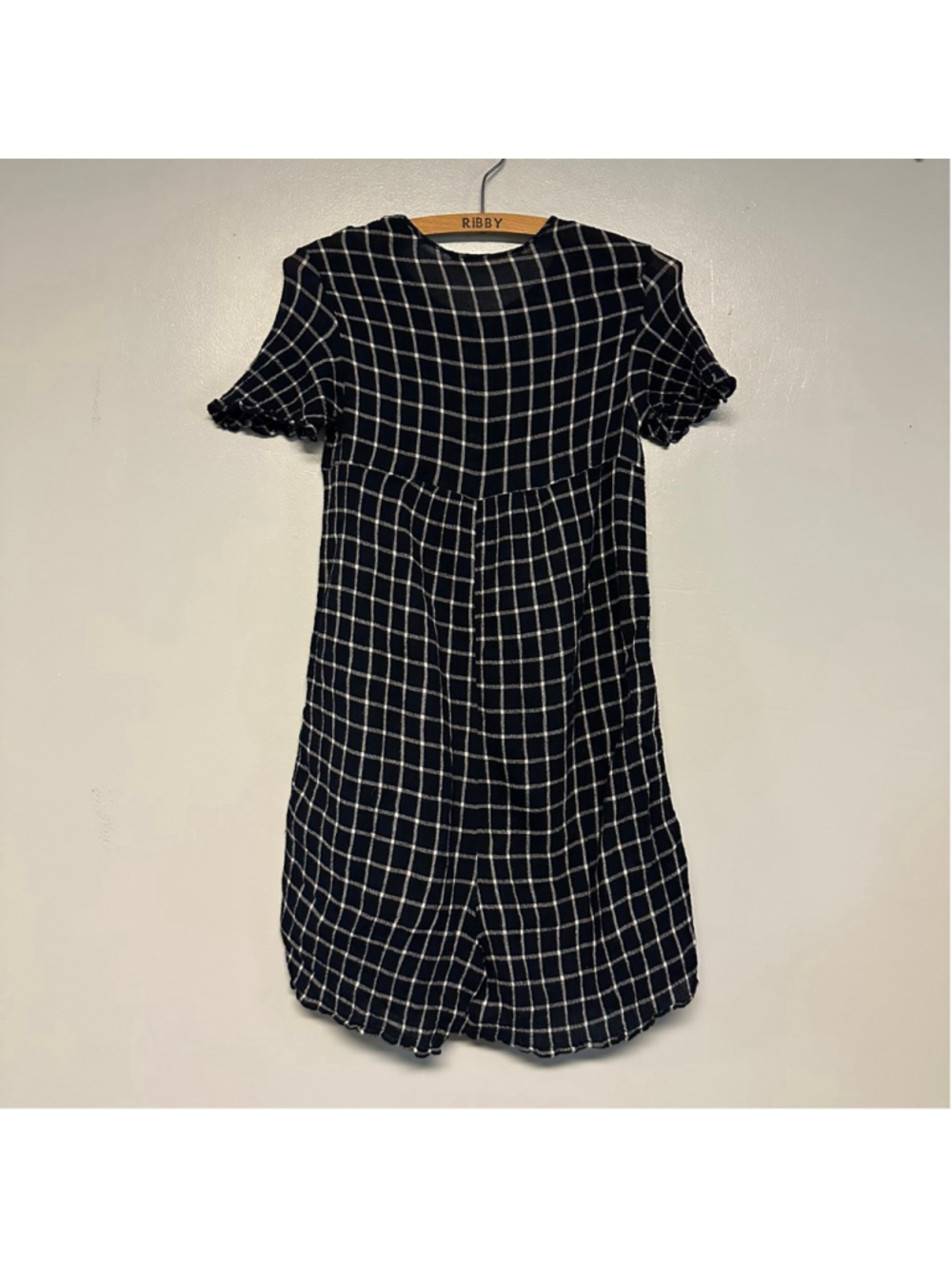 ZARA Trafaluc Black & White Plaid Shorts Romper Size Small Pockets Summer - Picture 3 of 6